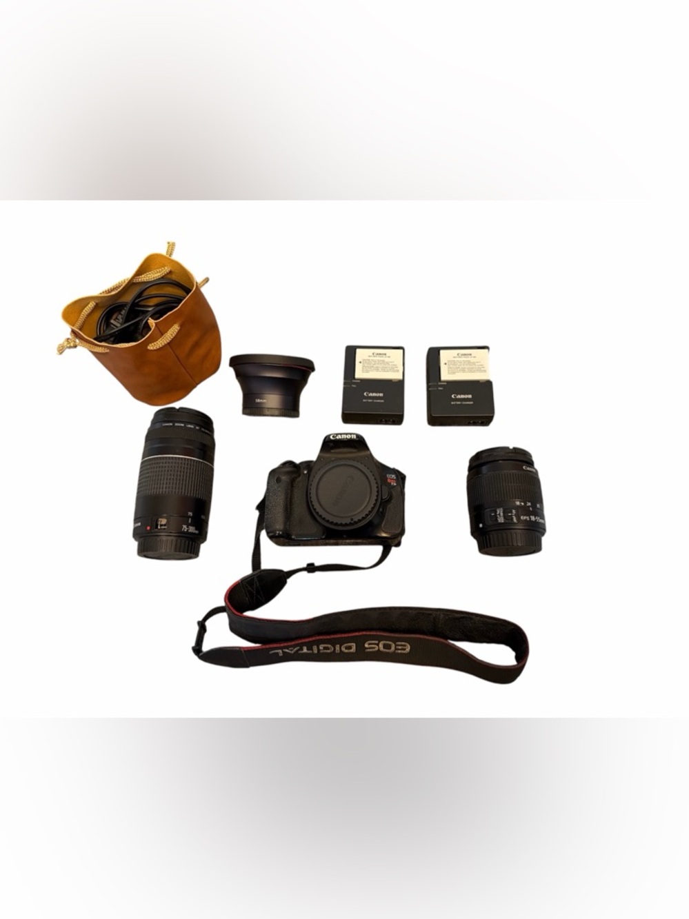 Canon EOS Rebel DSLR Camera Kit in Black with Lenses and Accessories + Bag